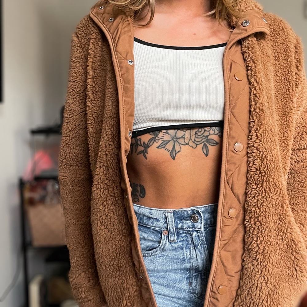 brown teddy/sherpa jacket